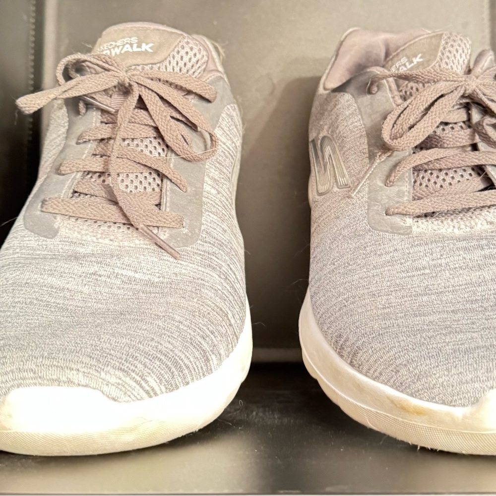 Skechers Woman’s Heather Light Gray Go Walk Walking Sneakers Shoes with air cool - Picture 5 of 11